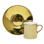 6 Adet (%50 İndirim) Adet Firmaya Özel Logo Baskılı Türk Kahvesi Fincan - Gold