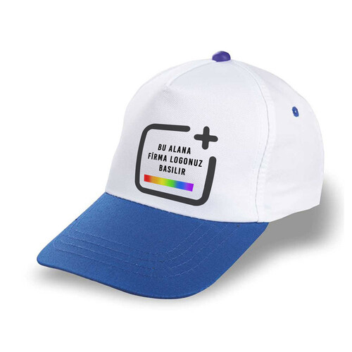 20 Adet Toptan Logo Baskılı Siperli Şapka - Mavi