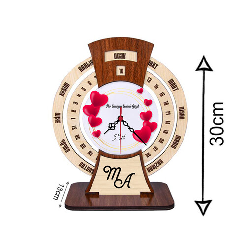 Evlilik Yıldönümü Hediyesi İsme Özel Maya Takvimli Saat