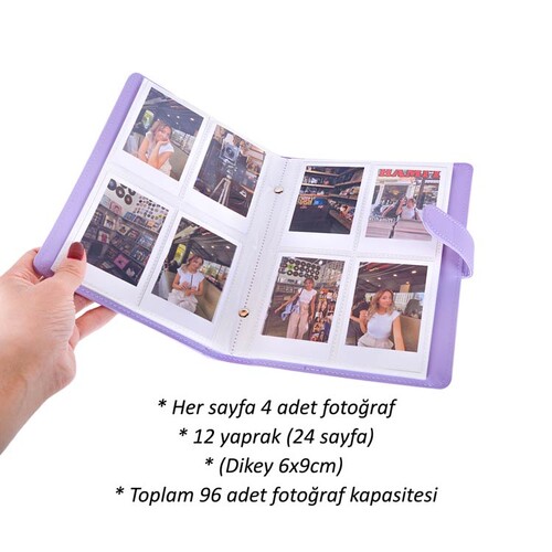 Deri Instax Mini Fotoğraf Albümü - Mor